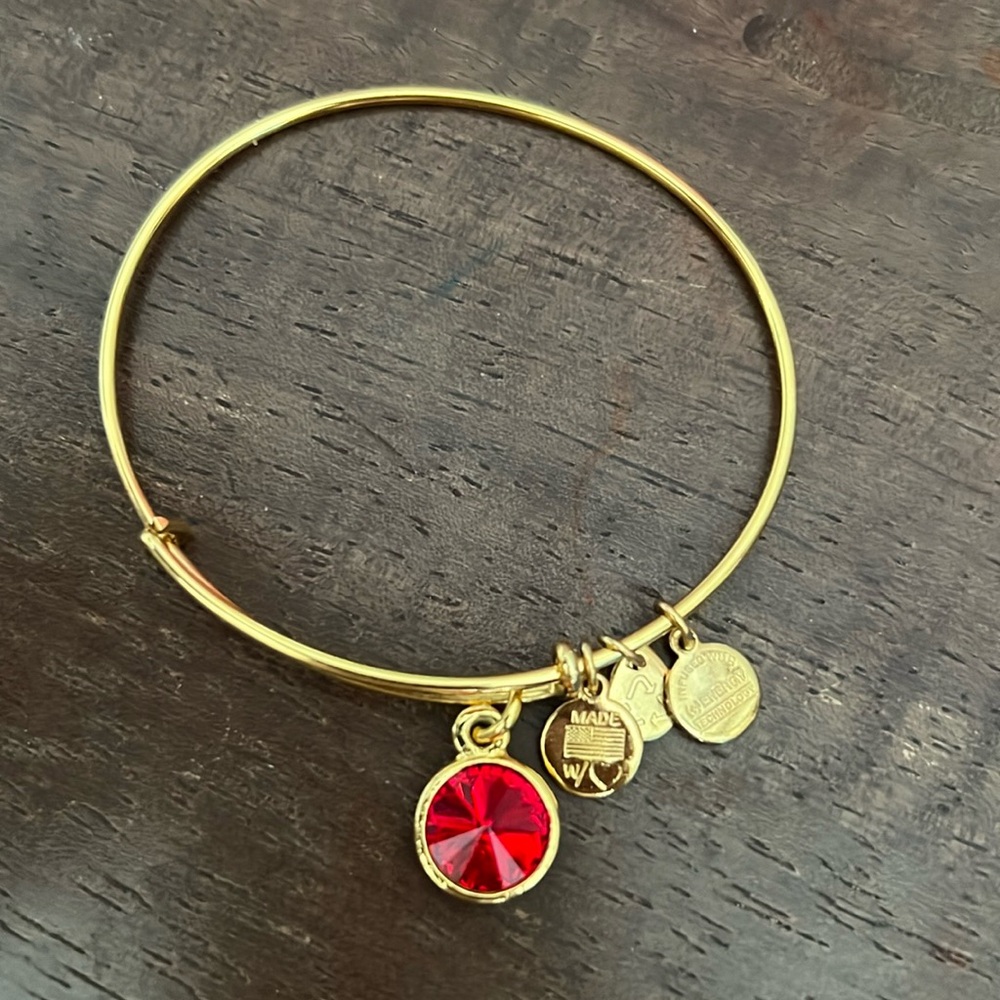 Alex and Ani ruby Charm bracelet